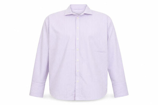 Marks and Spencer Men Purple 17in 43cm Cotton Striped Formal Shirt