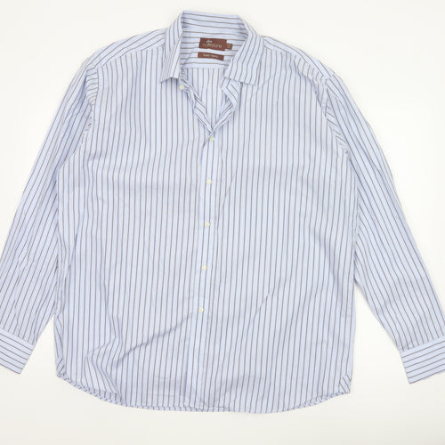 Marks & Spencer Collezione Mens Blue Stripe 17.5in Cotton Dress Shirt