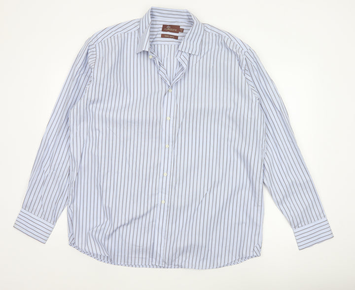 Marks & Spencer Collezione Mens Blue Stripe 17.5in Cotton Dress Shirt