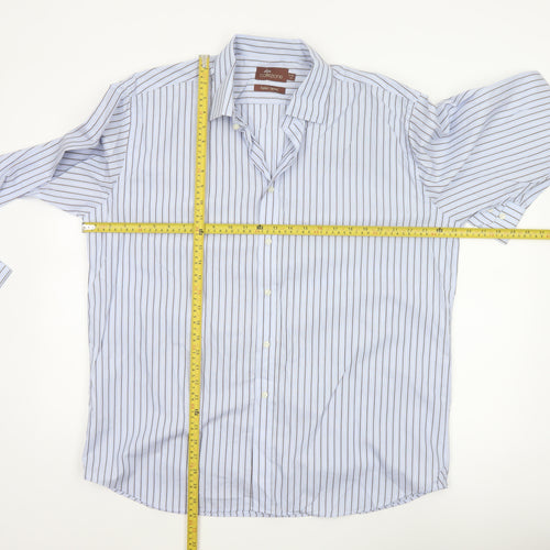 Marks & Spencer Collezione Mens Blue Stripe 17.5in Cotton Dress Shirt