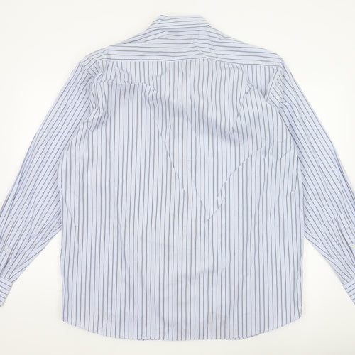 Marks & Spencer Collezione Mens Blue Stripe 17.5in Cotton Dress Shirt