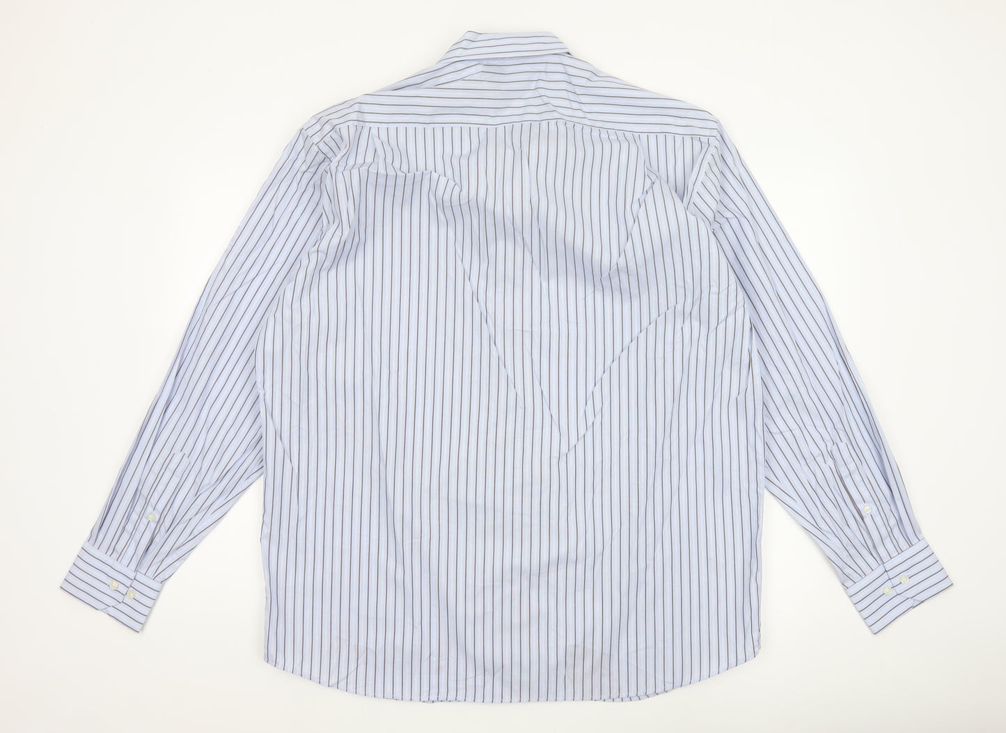 Marks & Spencer Collezione Mens Blue Stripe 17.5in Cotton Dress Shirt