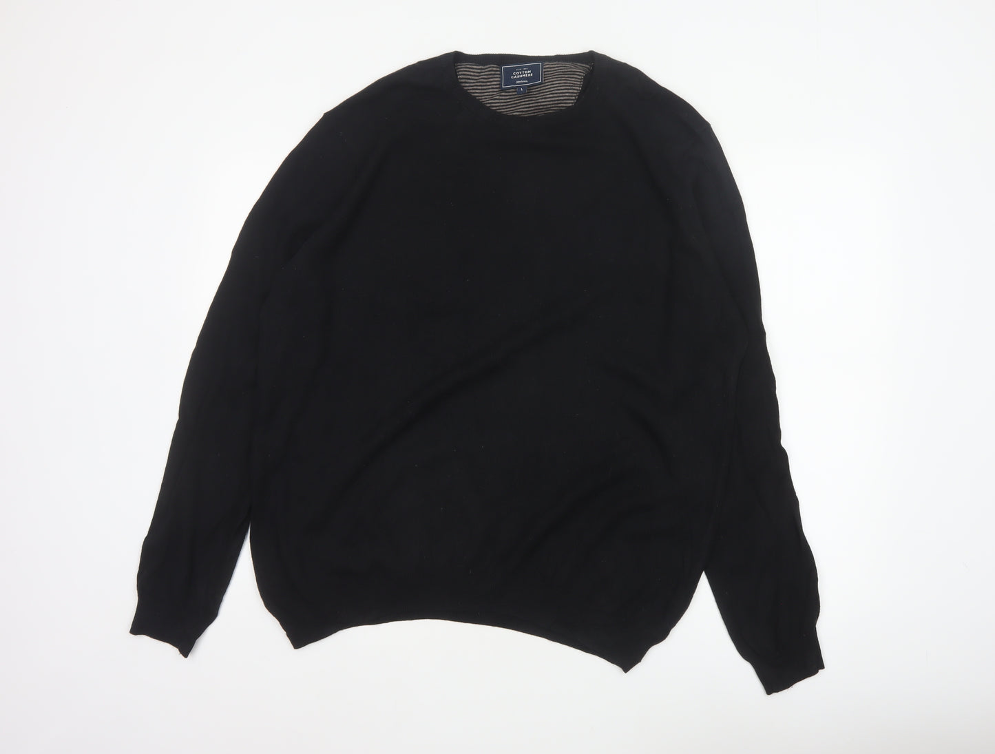 John Lewis Men’s Black Cotton Cashmere Crew Neck Jumper Size L