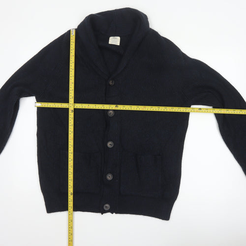 Marks and Spencer Men Blue L Chunky Knit Button Cardigan Pockets
