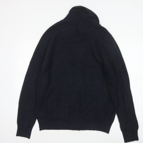 Marks and Spencer Men Blue L Chunky Knit Button Cardigan Pockets