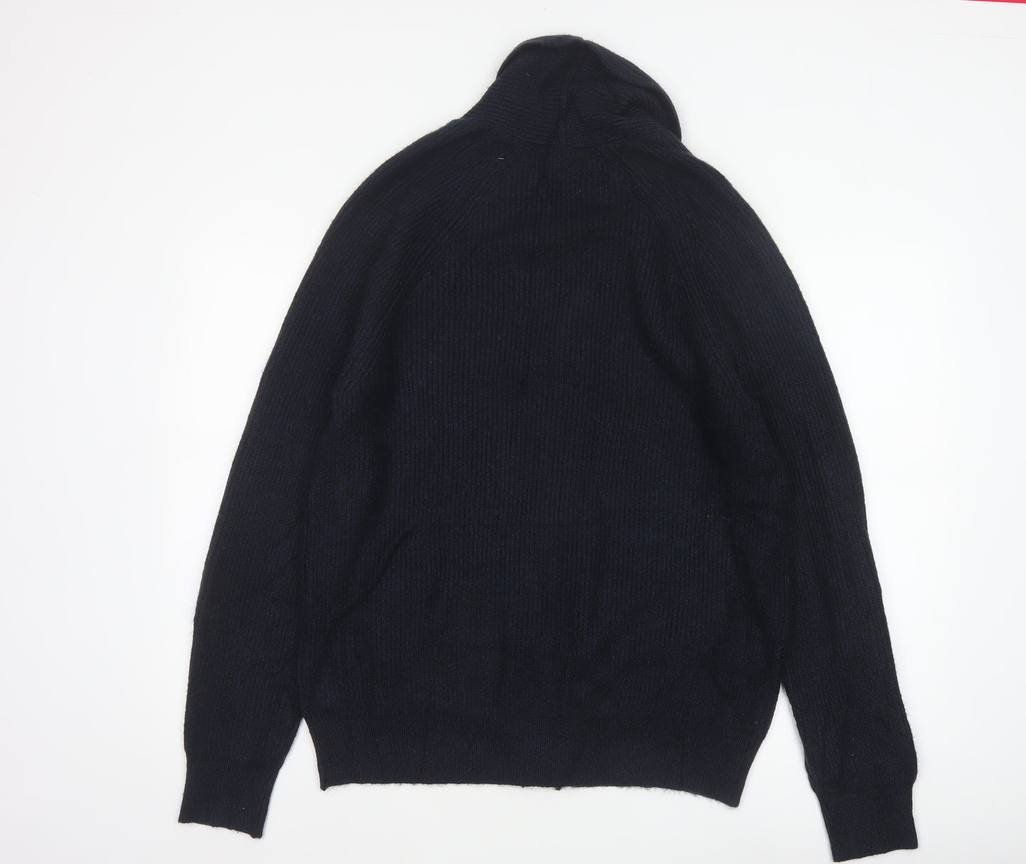 Marks and Spencer Men Blue L Chunky Knit Button Cardigan Pockets