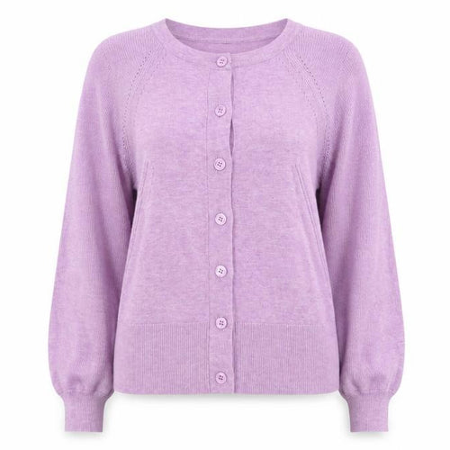 Linea Women Purple M Button Front Balloon Sleeve Knit Cardigan