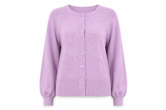 Linea Women Purple M Button Front Balloon Sleeve Knit Cardigan