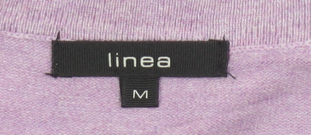 Linea Women Purple M Button Front Balloon Sleeve Knit Cardigan