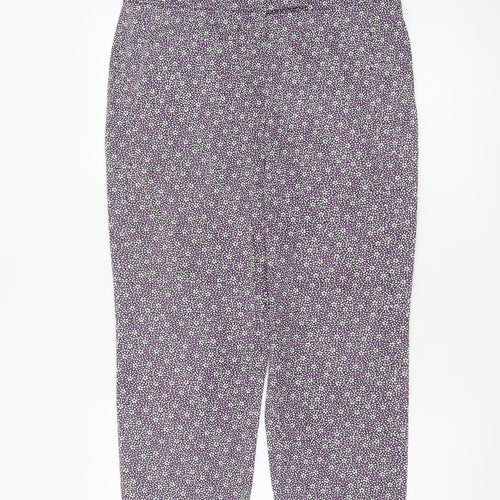 Marks & Spencer Women Purple Geometric Print Tapered Trousers UK 12