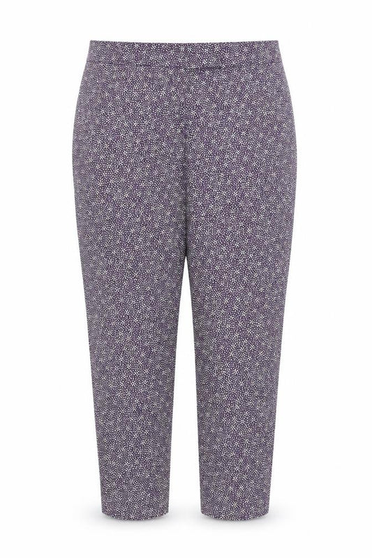 Marks & Spencer Women Purple Geometric Print Tapered Trousers UK 12