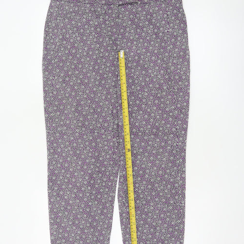 Marks & Spencer Women Purple Geometric Print Tapered Trousers UK 12