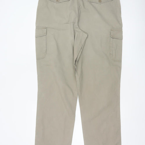 Marks and Spencer Men's Beige 36W 33L Cotton Cargo Trousers Straight
