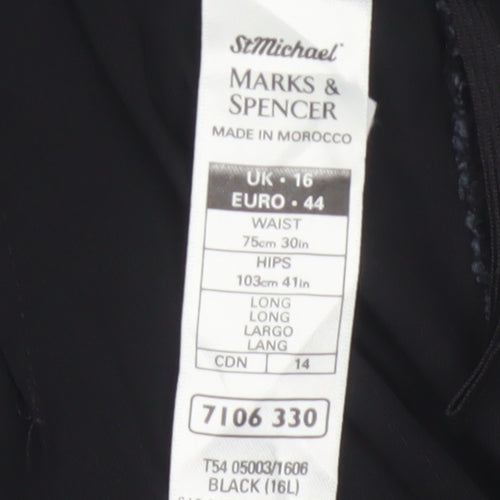 Marks & Spencer Women’s Black UK 16 Long Straight Tailored Trousers