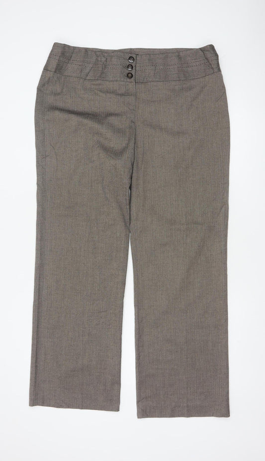 Marks and Spencer Autograph Women Brown UK 18 Straight Dress Trousers