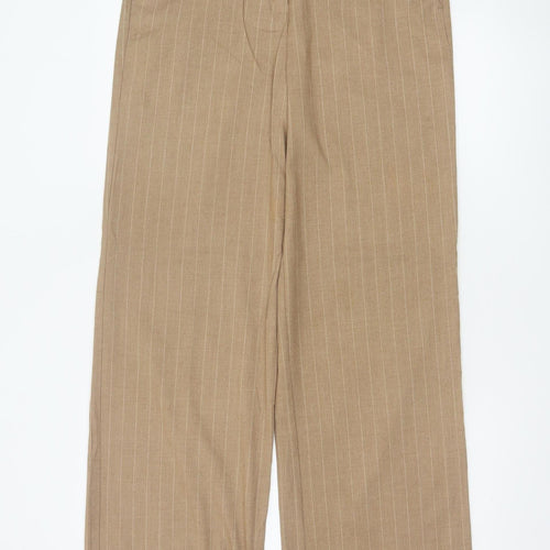 Rita Ora x Primark Women Beige Pinstripe Tailored Trousers UK 8