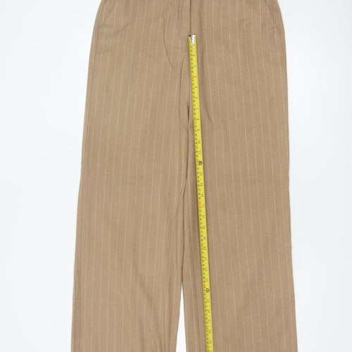 Rita Ora x Primark Women Beige Pinstripe Tailored Trousers UK 8