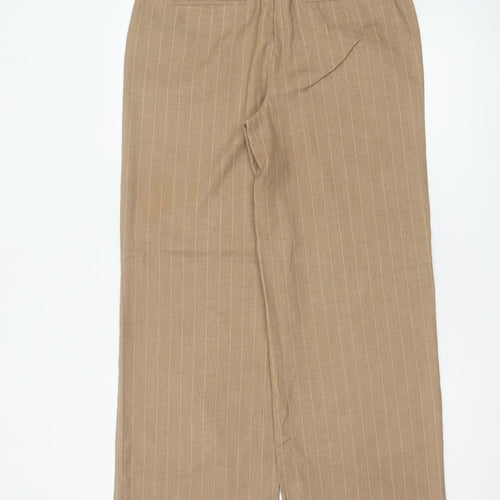 Rita Ora x Primark Women Beige Pinstripe Tailored Trousers UK 8