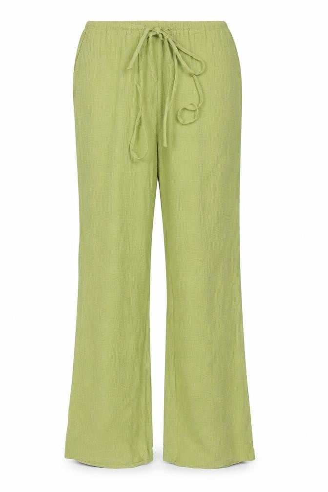 Front view of ASOS DESIGN Women Green UK 10 Flared Drawstring Trousers