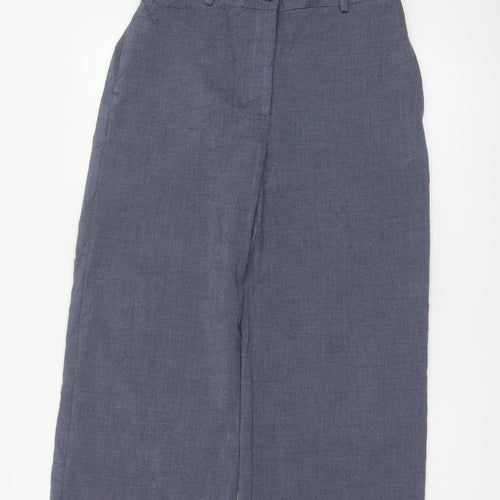 Marks & Spencer Women Blue UK 10 Short Wide Leg Tailored Trousers