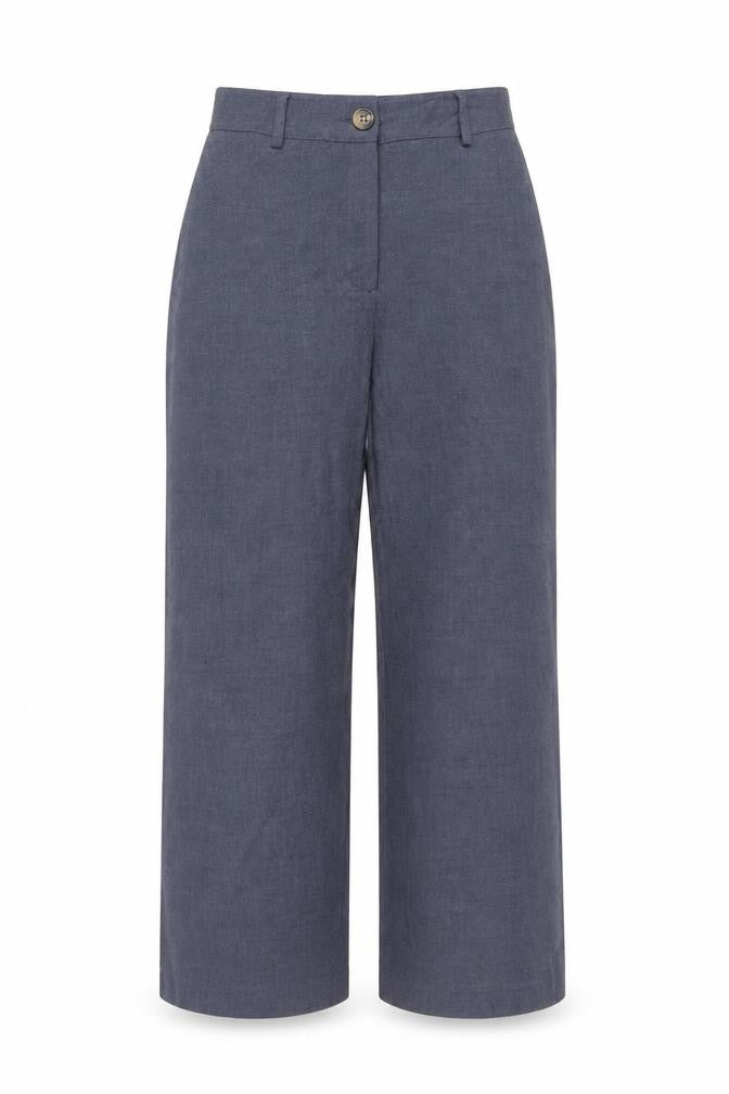 Marks & Spencer Women Blue UK 10 Short Wide Leg Tailored Trousers