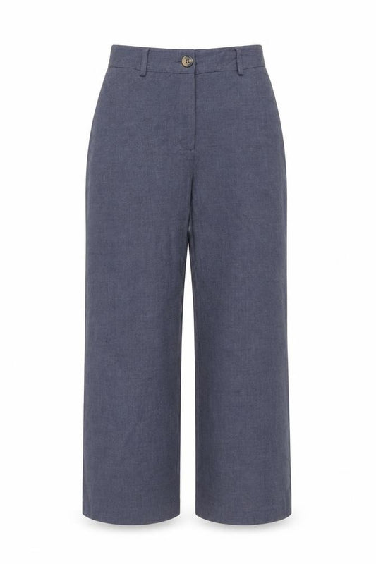 Marks & Spencer Women Blue UK 10 Short Wide Leg Tailored Trousers