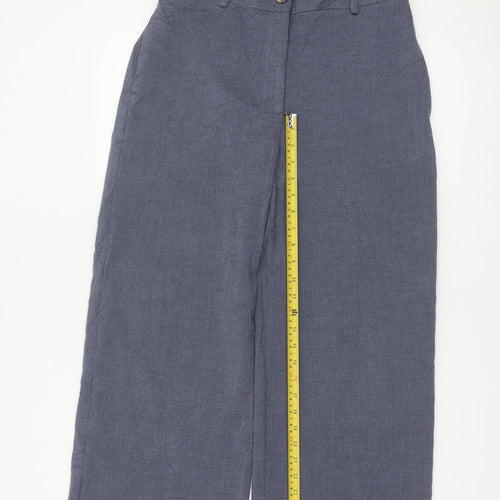 Marks & Spencer Women Blue UK 10 Short Wide Leg Tailored Trousers