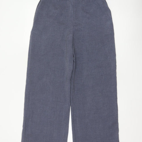 Marks & Spencer Women Blue UK 10 Short Wide Leg Tailored Trousers