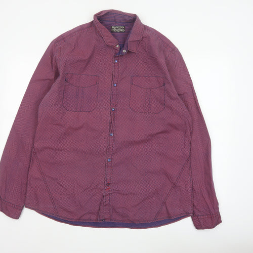 Burton Men’s Red XL Geometric Print Cotton Long Sleeve Button-Up Shirt