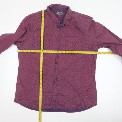 Burton Men’s Red XL Geometric Print Cotton Long Sleeve Button-Up Shirt