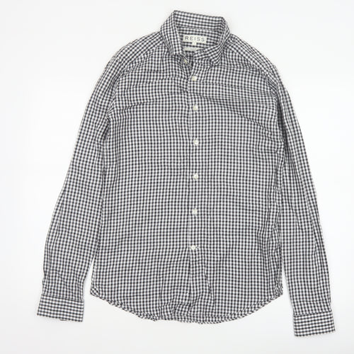Reiss Men’s Black White Check Slim Fit Cotton Button-Down Shirt S