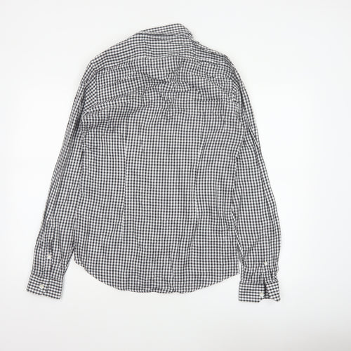 Reiss Men’s Black White Check Slim Fit Cotton Button-Down Shirt S