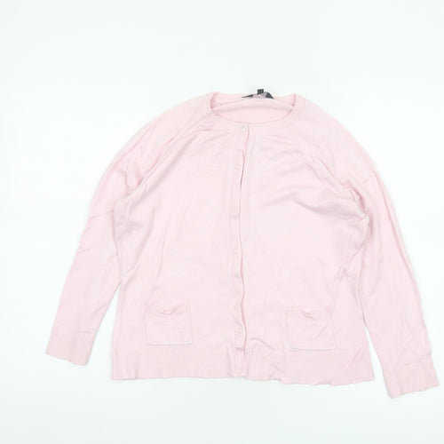 Jasper Conran Jeans Women Pink M Button Front Knit Cardigan Pockets