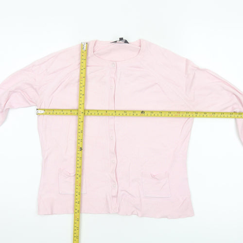 Jasper Conran Jeans Women Pink M Button Front Knit Cardigan Pockets