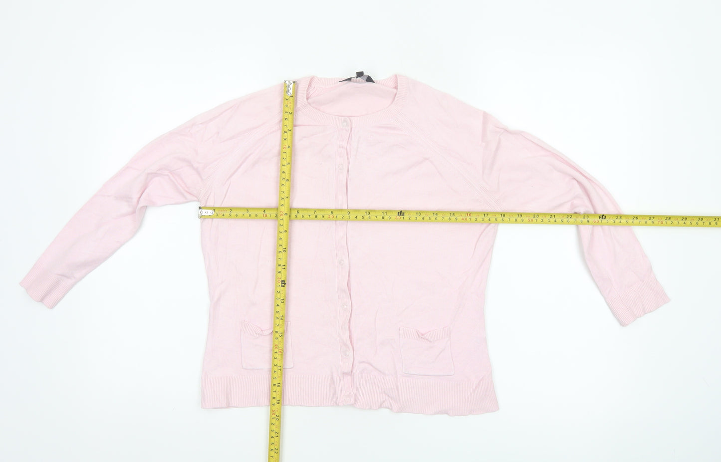 Jasper Conran Jeans Women Pink M Button Front Knit Cardigan Pockets