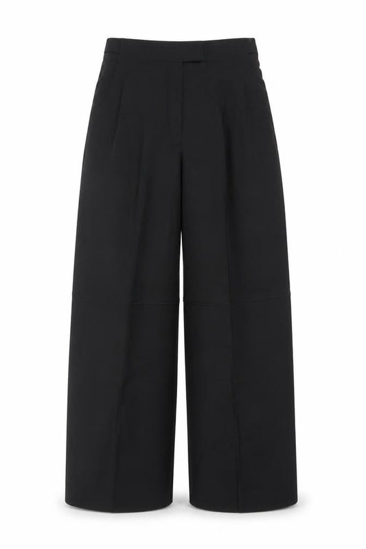 Zara Women Black XS High Rise Wide-Leg Wool Blend Trousers