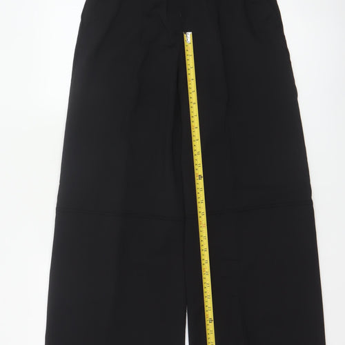 Zara Women Black XS High Rise Wide-Leg Wool Blend Trousers