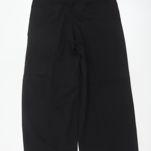 Zara Women Black XS High Rise Wide-Leg Wool Blend Trousers