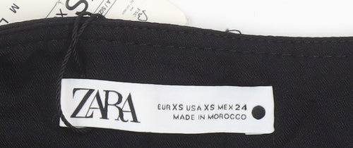 Zara Women Black XS High Rise Wide-Leg Wool Blend Trousers
