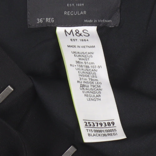 Marks & Spencer Men’s Black 36 Regular Straight Dress Trousers