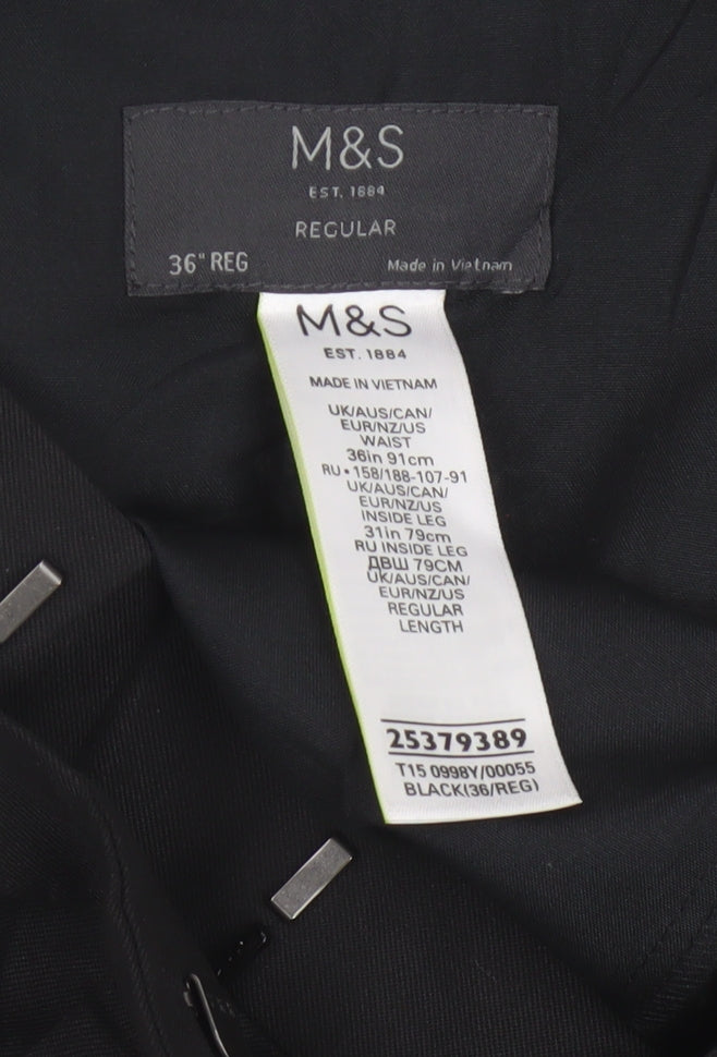 Marks & Spencer Men’s Black 36 Regular Straight Dress Trousers