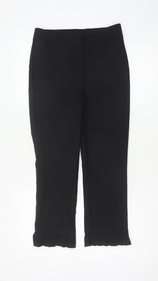Marks & Spencer Women's Black UK 6 Ruffle Hem Straight Dress Trousers