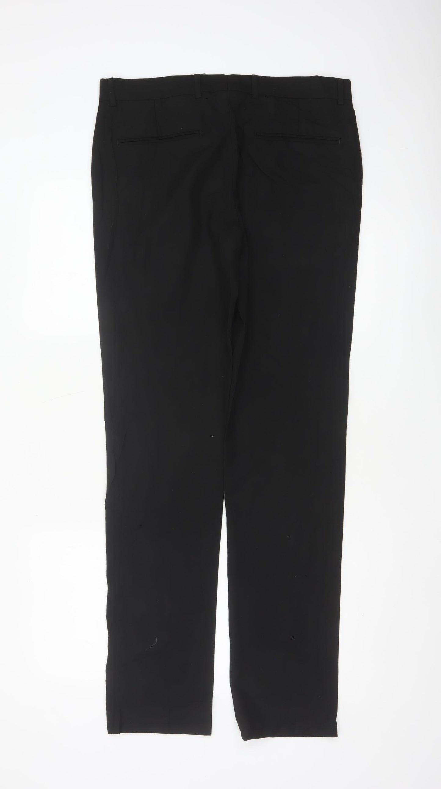 Topman Men’s Black 32L Straight Flat Front Dress Trousers