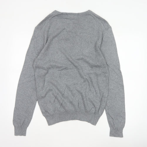 Crew Clothing Company Men’s Grey S V-Neck Cotton Cashmere Pullover Jumper