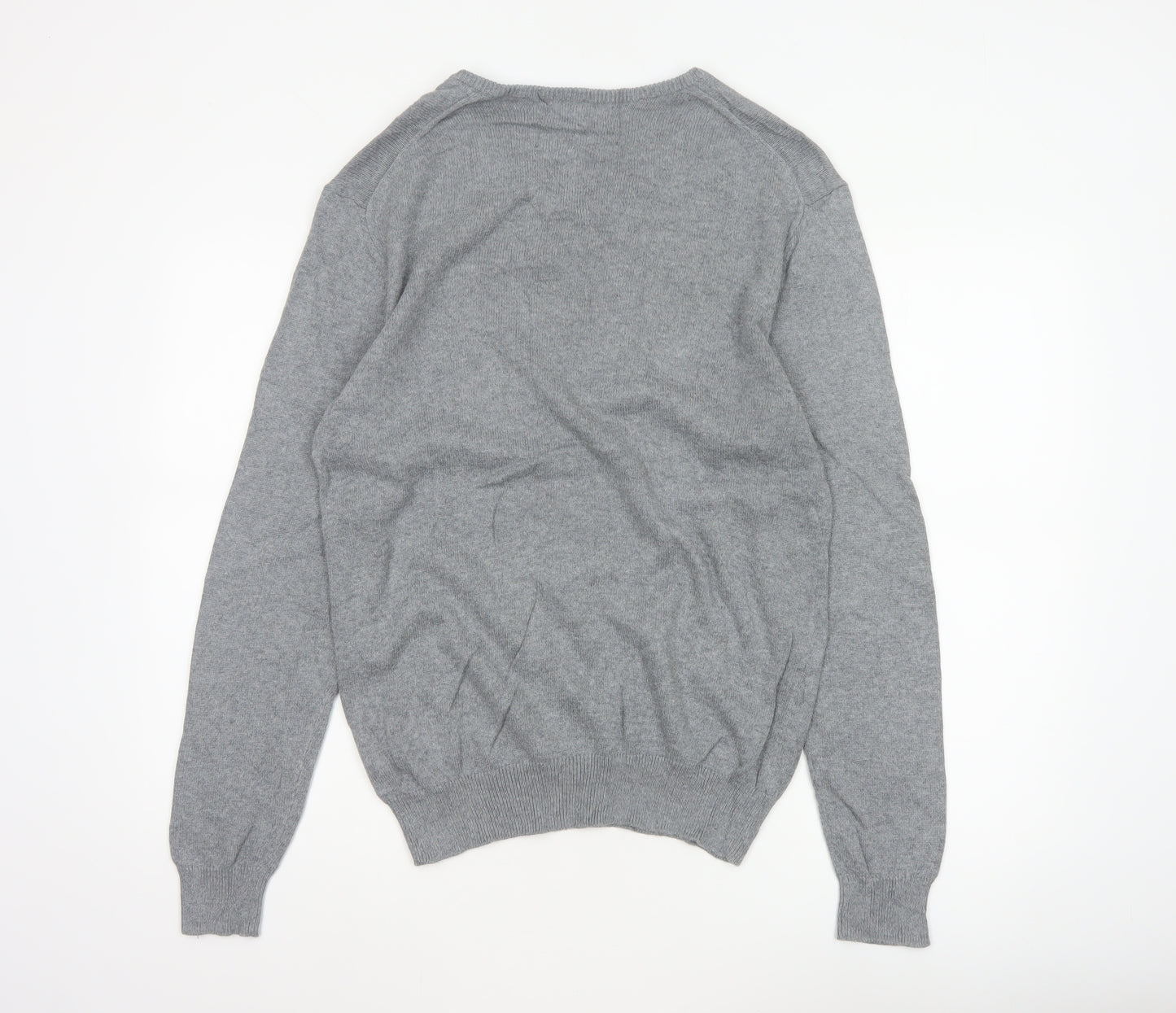 Crew Clothing Company Men’s Grey S V-Neck Cotton Cashmere Pullover Jumper