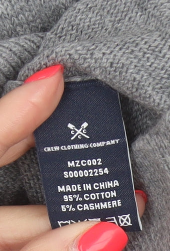 Crew Clothing Company Men’s Grey S V-Neck Cotton Cashmere Pullover Jumper