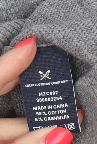 Crew Clothing Company Men’s Grey S V-Neck Cotton Cashmere Pullover Jumper