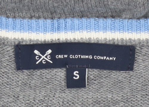 Crew Clothing Company Men’s Grey S V-Neck Cotton Cashmere Pullover Jumper