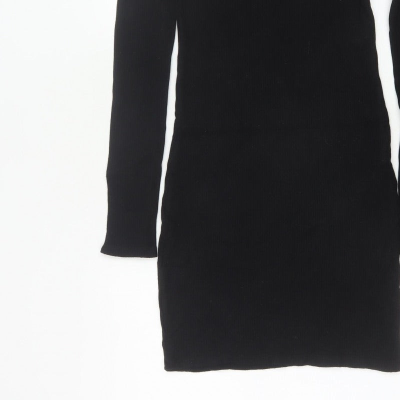 Additional view of Pull&Bear Women Black M Off Shoulder Rib Knit Slim Jumper Dress