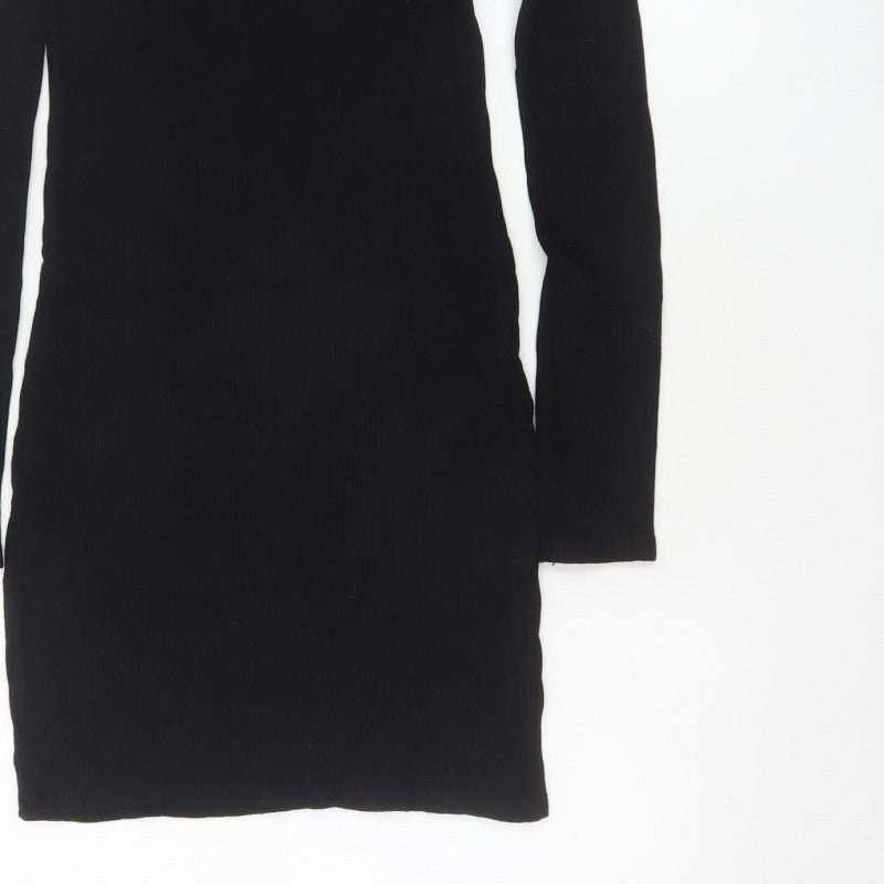 Additional view of Pull&Bear Women Black M Off Shoulder Rib Knit Slim Jumper Dress
